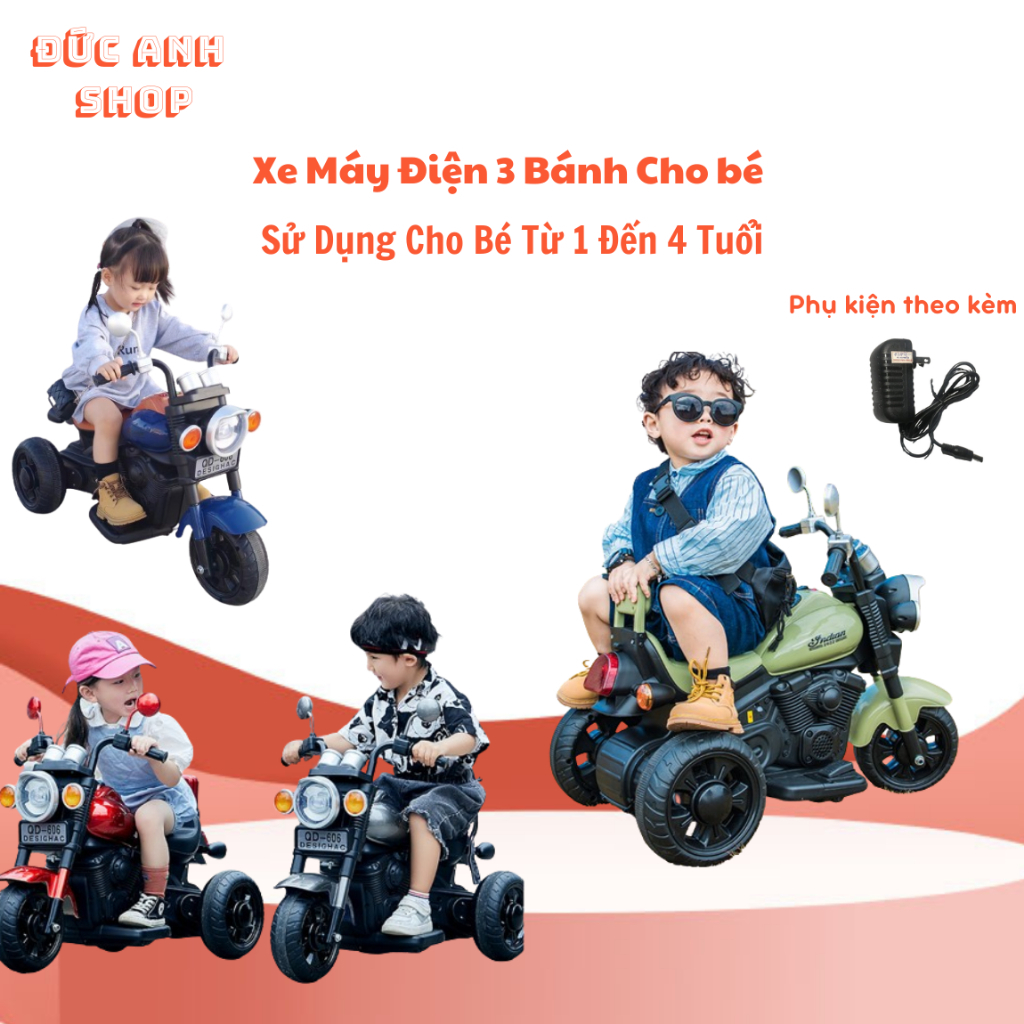 Xe máy điện trẻ em QD-606 dành cho bé từ 2 đến 4 tuổi Mẫu Mới Nhất 2023 Kèm dụng cụ lắp ráp