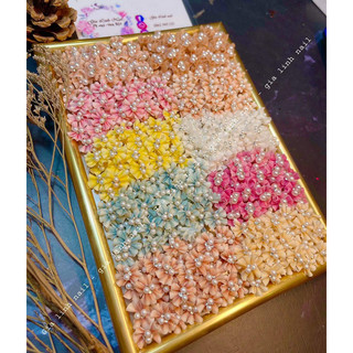 Hoa bột nail gắn móng tay | Nơ bột - nơ ngọc ( set 2 bông/ 10 bông )