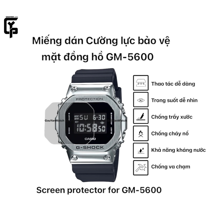 Miếng dán Cường lực bảo vệ mặt đồng hồ cho Casio G-shock GM-5600