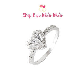 Nhẫn nữ trái tim bạc ta - Nhẫn tim bạc ta - Nhẫn nữ bạc ta đính đá - Shop bạc Khải Khải