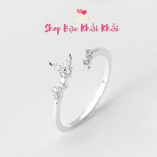Nhẫn nữ bạc ta đính đá - Nhẫn hồ điệp bạc ta - Nhẫn bươm bướm bạc ta - Shop bạc Khải Khải