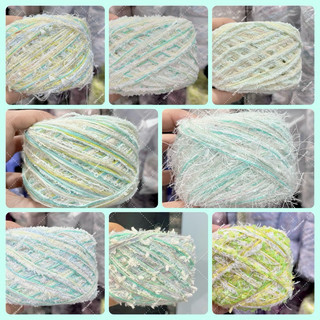 Len mix, len thủ công , len kiểu, len sợi to - Tone xanh mint & xanh lá