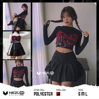 (Sẵn đỏ S M L) Áo croptop 2s kẻ caro đỏ đen tập nhảy sexy hiphop