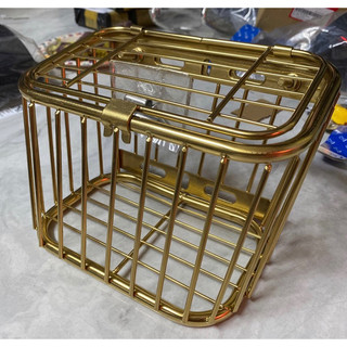 Rổ inox mini xi vàng gắn xe máy size 21x13x13cm