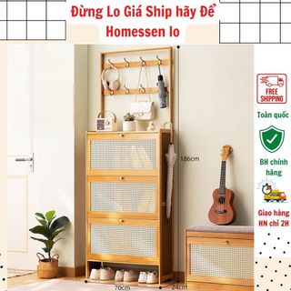 Tủ giày gỗ tre kết hợp giá treo đa năng