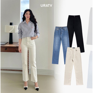 Quần jean nữ ống đứng basic trơn line cắt URATV
