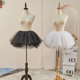 Chân váy ngắn xòe voan lưới tutu nhiều lớp độ dài 25-40cm nhiều màu trắng/đen tulle short skirt