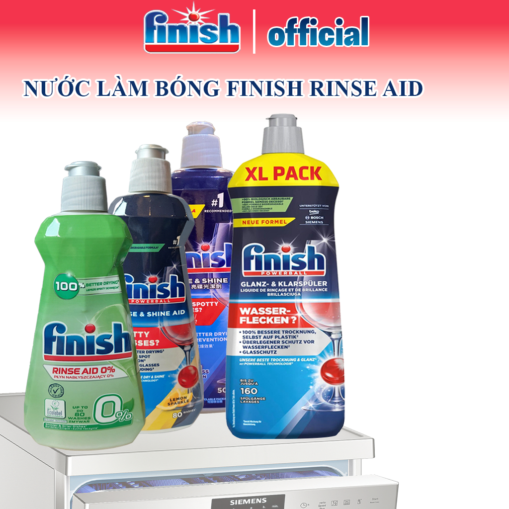 Nước Làm Bóng Bát Đĩa Finish Tạo Độ Sáng Bóng Hoàn Hảo Ngăn Đốm Nước Chai 800ml/ 500ml/ 400ml