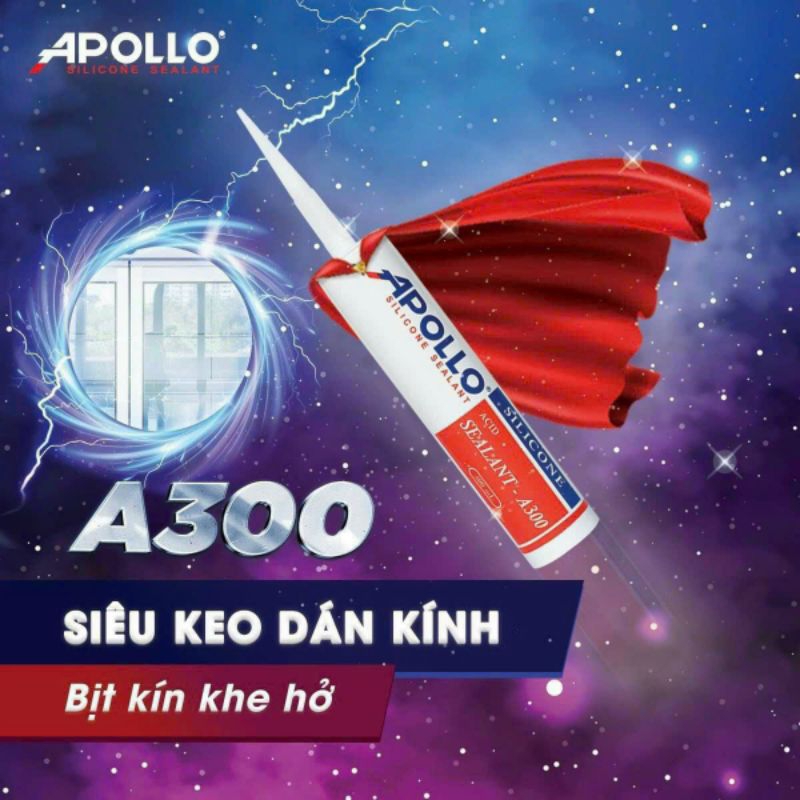 Keo Silicon Apollo A300 silicone Màu Trong Đục Xám Đen dán kính hồ cá bịt kín khe hở đa năng - Súng 