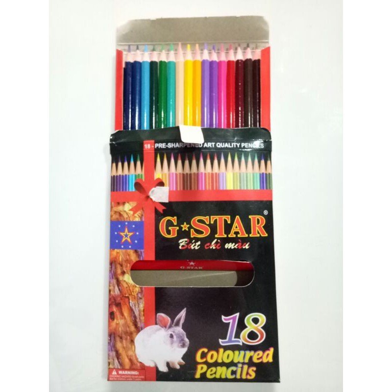 Bút chì màu gỗ 18 màu dài gstar