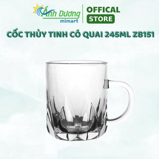 Bộ 6 cốc thủy tinh có quai 245ml uống trà,uống cafe cao cấp zb151