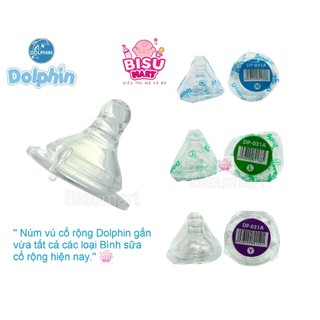 Núm vú cổ rộng silicon siêu mềm cho bé Dolphin Size S, M, L, Y