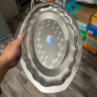Dĩa Hột Xoài inox cao cấp, Đĩa bầu dục hấp cá inox - dài 42 cm dãi lòng sâu, dĩa bò né, dĩa hấp cá