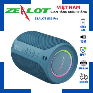 Loa Bluetooth Zealot S32 Pro Công Suất 15W , Pin 3000 mAh, Bluetooth 5.2, Kháng Nước IPX7 Kết Nối Thẻ Nhớ, AUX, USB