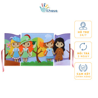 [Bộ Đặc Biệt] Sách Vải Thiết Kế Thời Trang 4 Mùa, Sách Vải Đồ Chơi Cắt Dán Cho Bé - Khasa Việt Nam