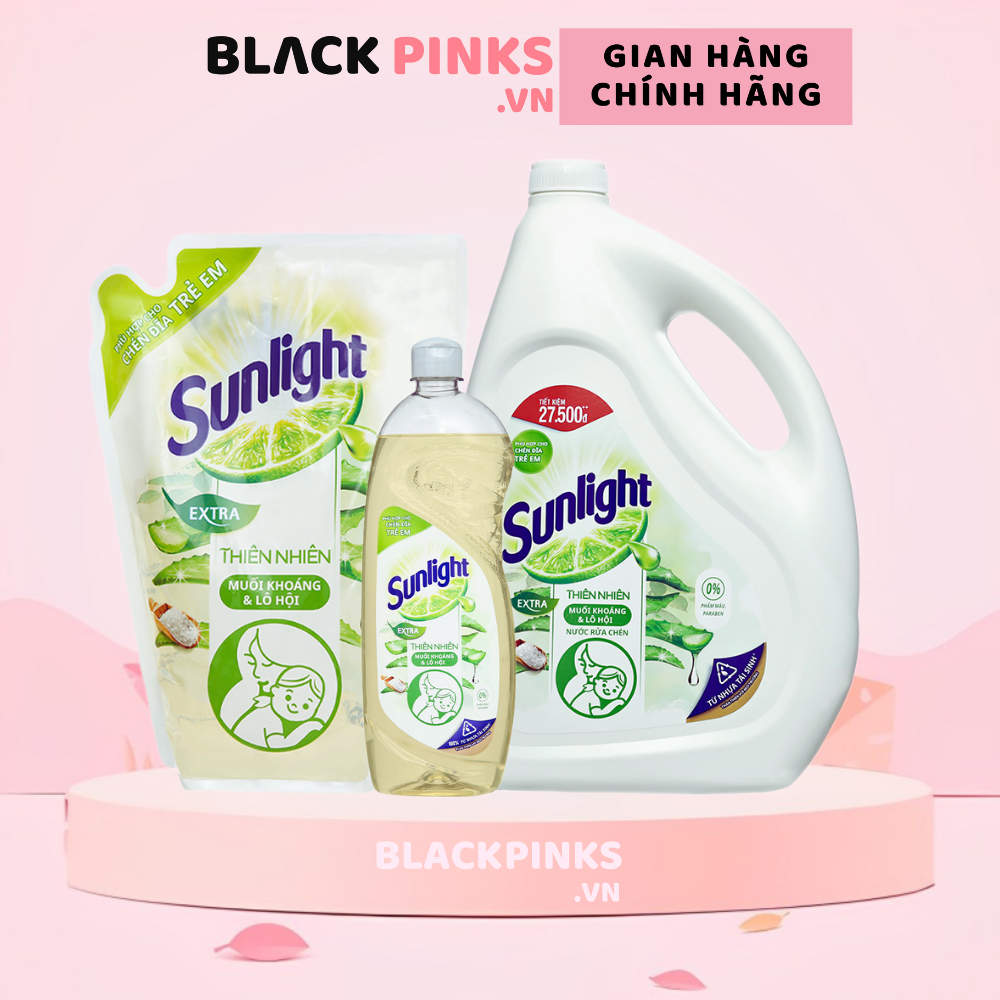 Nước rửa chén Sunlight thiên nhiên muối khoáng và lô hội Túi 725ml/Chai 725ml/Túi 2 lít/Can 3.48 lít
