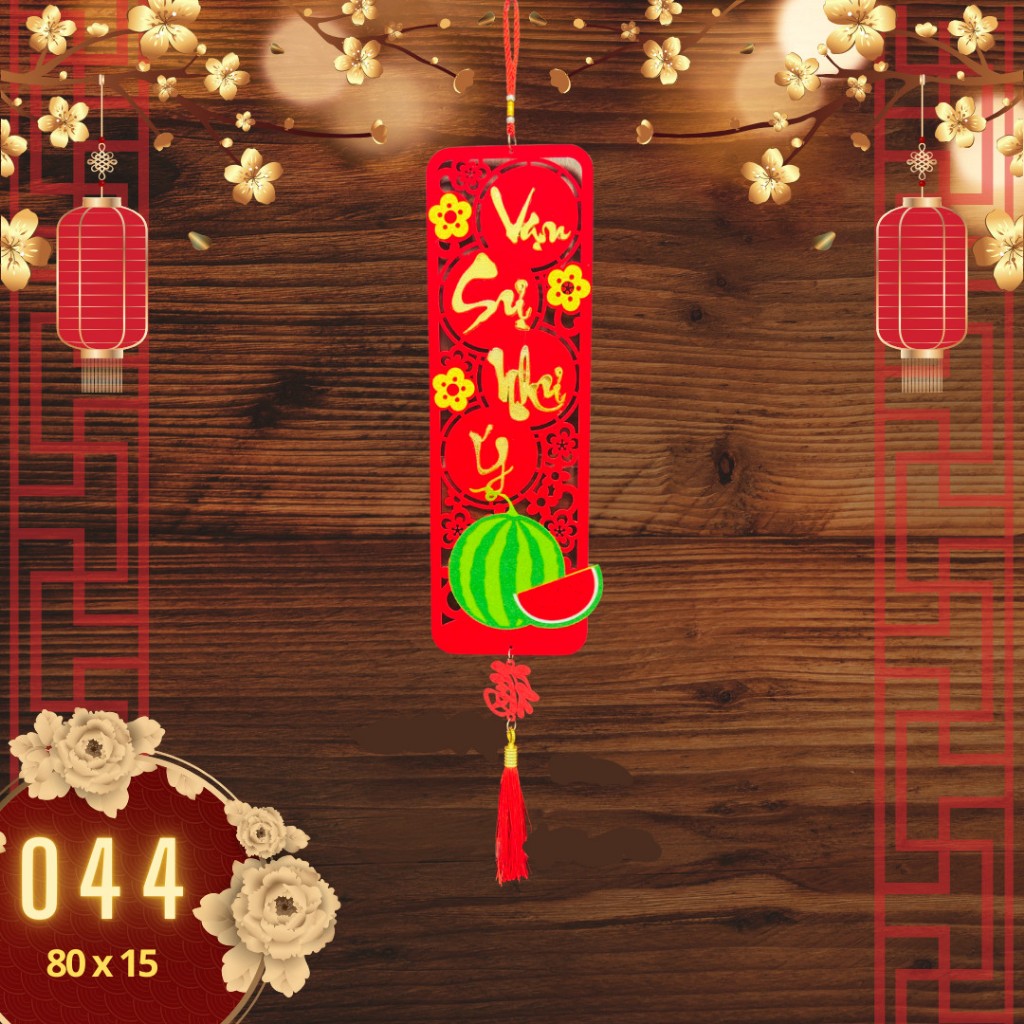 Dây Treo Nhung Đỏ TL44 Dưa Hấu Nhiều Chữ Trang Trí Tết