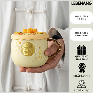 Ly giữ nhiệt Jingui 2023 400ml, cốc nước bằng gốm sứ cao cấp có quai cầm sang trọng Lebenang