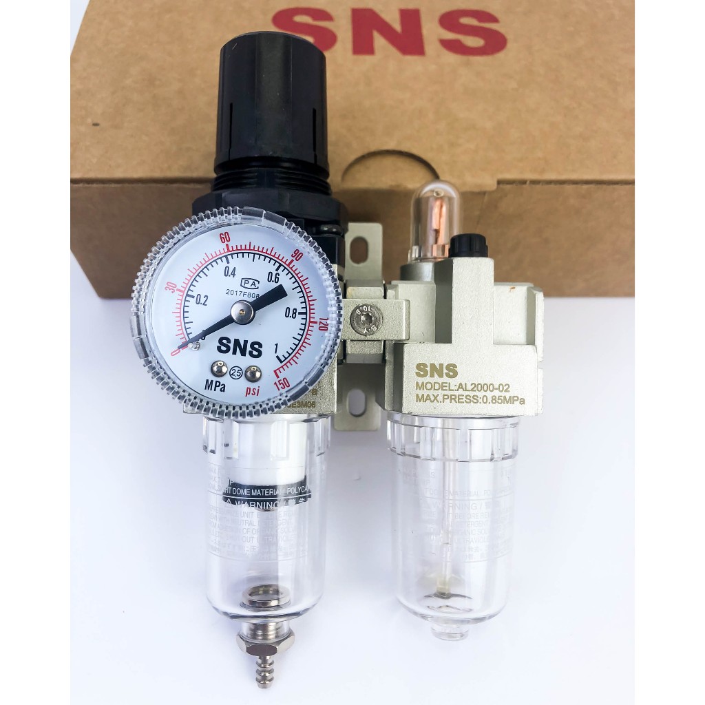 Bộ lọc đôi khí nén SNS AC2010-02A – Bộ lọc khí nén SNS có van điều áp AC – Lọc tách nước khí nén ( C