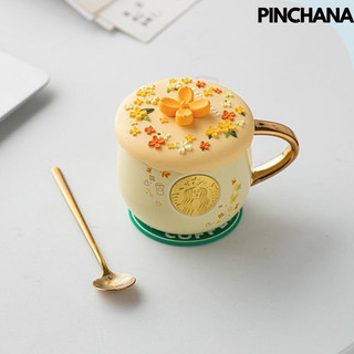 Ly giữ nhiệt Starbucks Jingui 2023, cốc uống nước nắp kín bằng gốm sứ cao cấp 400ml Pinchana