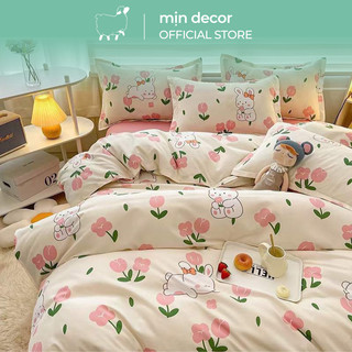 Bộ Chăn Ga Gối Cotton 3D Mịn Decor hoạ tiết Thỏ Gấu dễ thương trending 2023