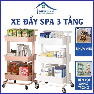 Xe Đẩy Spa 3 Tầng Đa Năng - Kệ để đồ bỉm sữa, kệ 3 tầng có bánh xe , kệ 3 tầng để đồ tiện lợi dieulinhshop