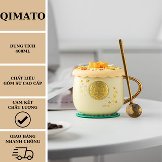 Cốc giữ nhiệt Starbucks Jingui 2023 400ml , ly đựng nước gốm sứ cao cấp in họa tiết dễ thương Qimato