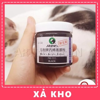 [ARTDOOR] Màu vẽ Acrylic MARIES Hũ (100ml) custom giày, áo, túi, vải, canvas, tô tượng - Black (Đen 100ml)