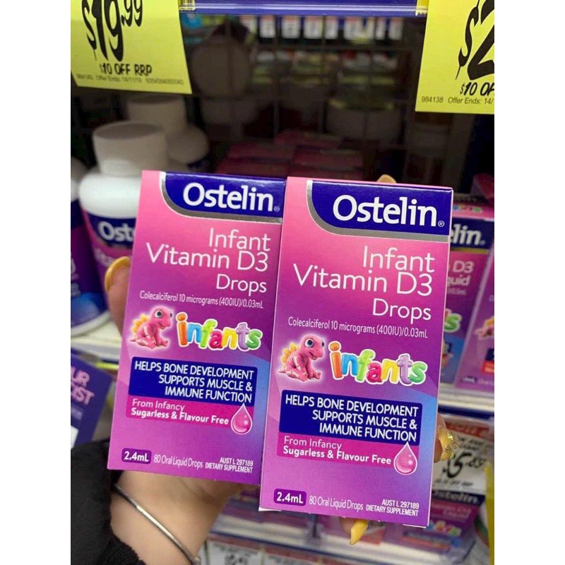 Ostelin Infant Vitamin D3 Drops 2.4ml dạng giọt cho trẻ sơ sinh đến 12 tuổi