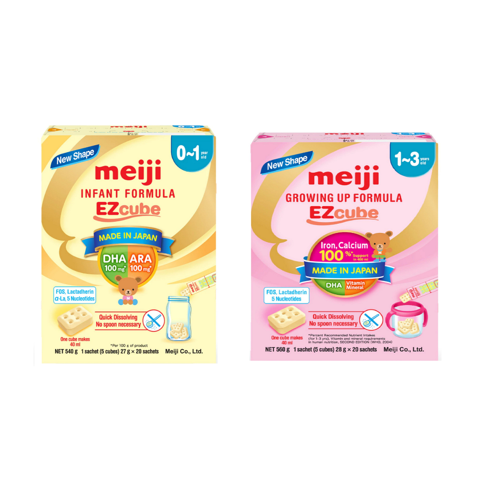 Combo Sản phẩm dinh dưỡng Meiji Infant Formula EZcube (540g) và Sản phẩm dinh dưỡng Meiji Growing Up Formula EZcube (560