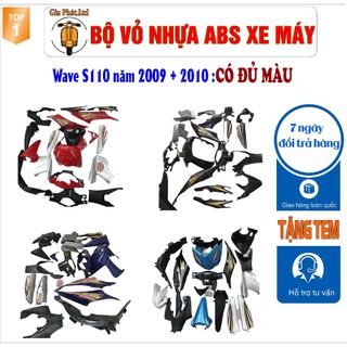 Bộ dàn áo xe wave s110 - wave rs110 nhựa nguyên sinh abs, đời xe từ 2008 -2010 - tặng bộ tem xe