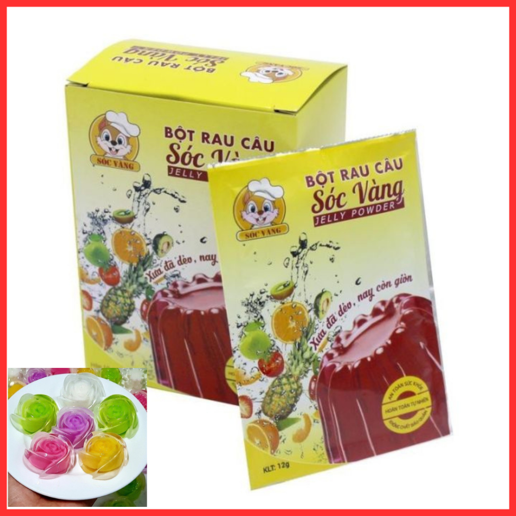 Thạch Rau Câu Sóc Vàng Gói 12gr – Dai Giòn, Làm Thạch Cực Dễ!