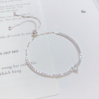 Lắc tay nữ bạc thật lắc tay tim kiểu rút dày dặn