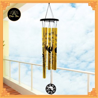 Chuông gió phong thủy bát quái 5 thanh ngũ hành Kim Mộc Thủy Hỏa Thổ chuông gió treo cửa trang trí chiêu tài, trừ tà khí