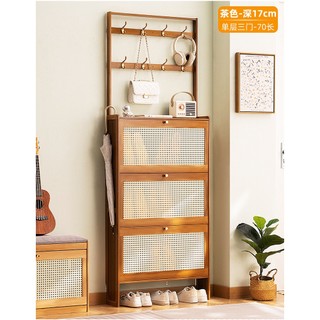 Tủ giày tre kèm móc treo đồ đa năng cao cấp - Tủ đựng giày dép nhiều tầng chống bụi tiện lợi cho gia đình, Kệ tre để dép
