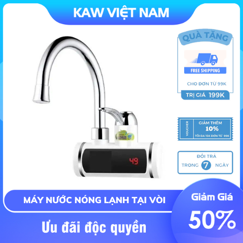 Máy Nước Nóng Lạnh Lắp Đặt Tại Vòi KAW, Gắn Tường, Chậu Rửa Bát, Bảo Hành 12 Tháng