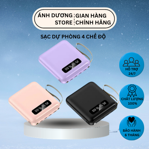 Sạc Dự Phòng 20000mAh Tích Hợp 4 Cổng Sạc - Pin Dự Phòng Mini Màn Hình Led Bảo Hành 6 Tháng