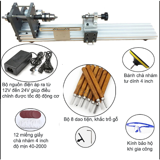 Máy tiện gỗ mini Size lớn, cỡ lớn