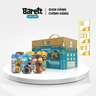 Bia barett set 6 lon mix 4 vị