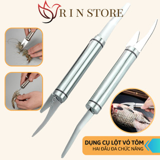  Dụng Cụ Bóc Vỏ Tôm Hai Đầu Inox 304 Không Gỉ Làm Lòng Bóc Vỏ Tôm Lấy Chỉ Tôm Đánh Vảy Cá RIN 