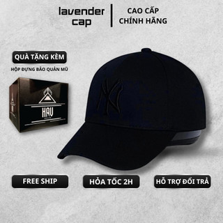 Nón kết Mũ lưỡi trai NY đen logo đen thêu tinh tế Free size