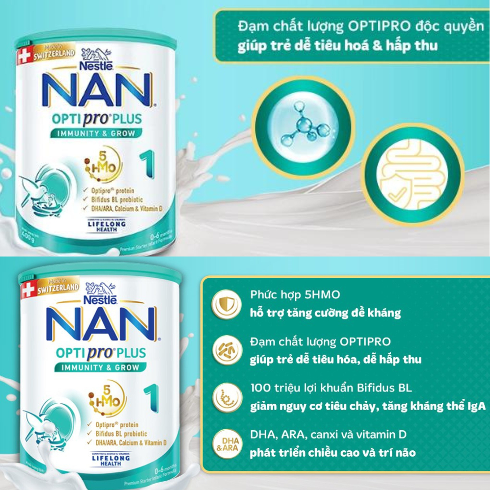 Sữa Bột Nestlé NAN OPTIPRO PLUS Từ Thụy Sĩ Tăng Cường Miễn Dịch Bổ Sung Khoáng Chất Số 1 Từ 0 6 Tháng 400g - Bibo Mart