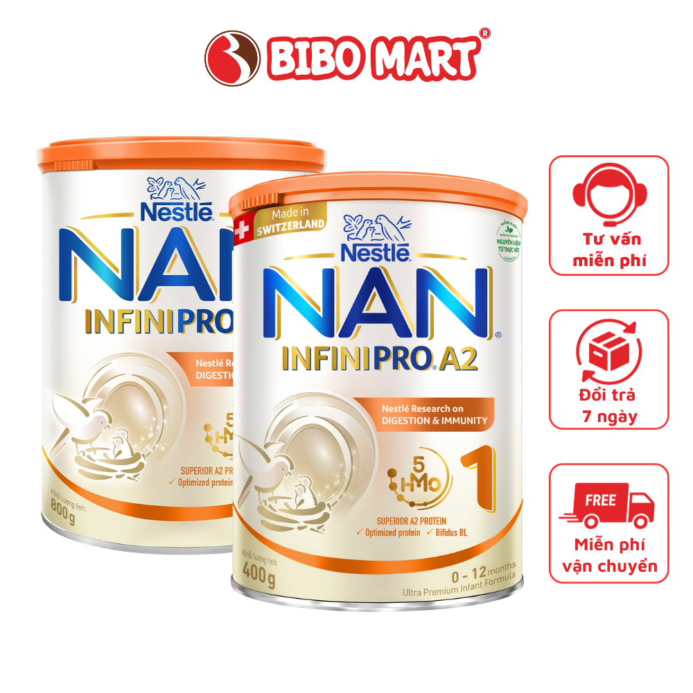 Sữa Bột Nestlé NAN INFINIPRO A2 Từ Thụy Sĩ Hỗ Trợ Phát Triển Khỏe Mạnh Cho Bé Số 1 Từ 0 1 Tuổi 400g 800g - Bibo Mart
