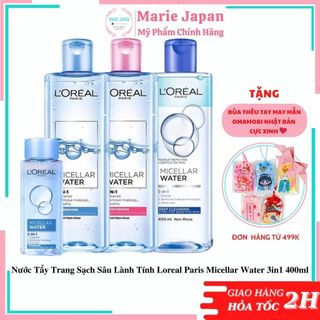 Nước tẩy trang sạch sâu lành tính Loreal Paris Micellar Water 3in1 400ml