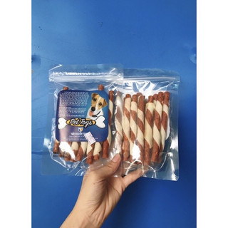 Bánh xương cho chó Tài Hưng Thịnh MS 853 dạng đũa xoan làm từ da bò- Snack, bánh thưởng cho chó