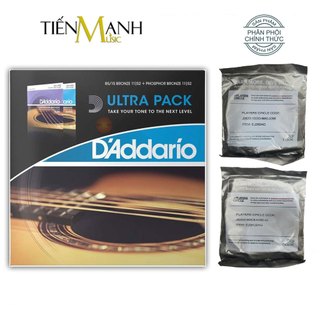 Set 2 bộ d'addario ej26, ez910 dây guitar acoustic phosphor bronze, 85/15 bronze - cỡ 11 daddario