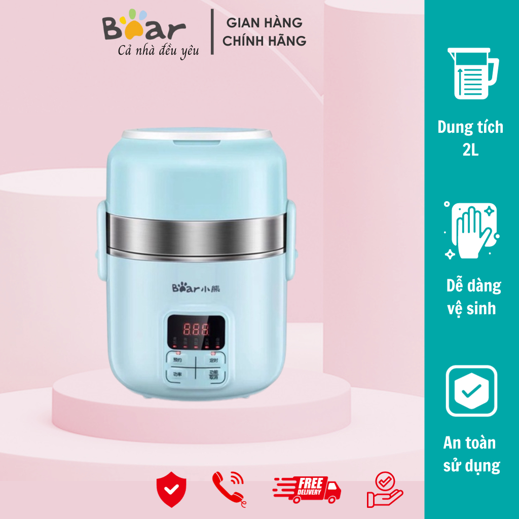 Cặp Lồng Cơm Điện Mini Bear DFH -B20J1, Cặp Lồng Cơm Điện Đa Năng nấu cháo, nấu mì -Công ty CP XNK Bear Việt Nam