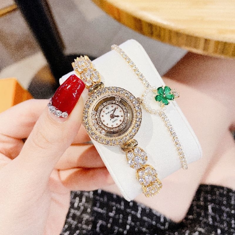 [Chính Hãng 100%) Đồng Hồ Nữ Royal Crown 5308 ( 5308-J) mặt tròn đính đá dây kim loại chính hãng dây