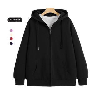 Áo Hoodie Zip Unisex TEEDARK Mã Trơn Basic Chất Nỉ Mịn Mũ 2 Lớp Dày Dặn, Ấm Áp