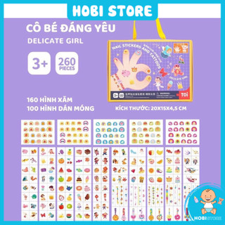 Set Vali đồ chơi hình xăm và dán móng tay Nail Stickers and Tattoos chính hãng TOI an toàn cho bé